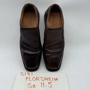 Florsheim Mens Brown Leather Slip On Loafers Dress Formal Office Shoes Size 11.5